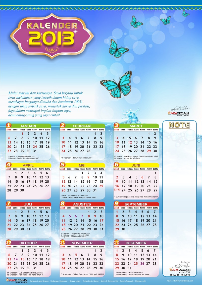Kalender 2013 Lengkap dengan Hari Libur & Cuti Bersama 